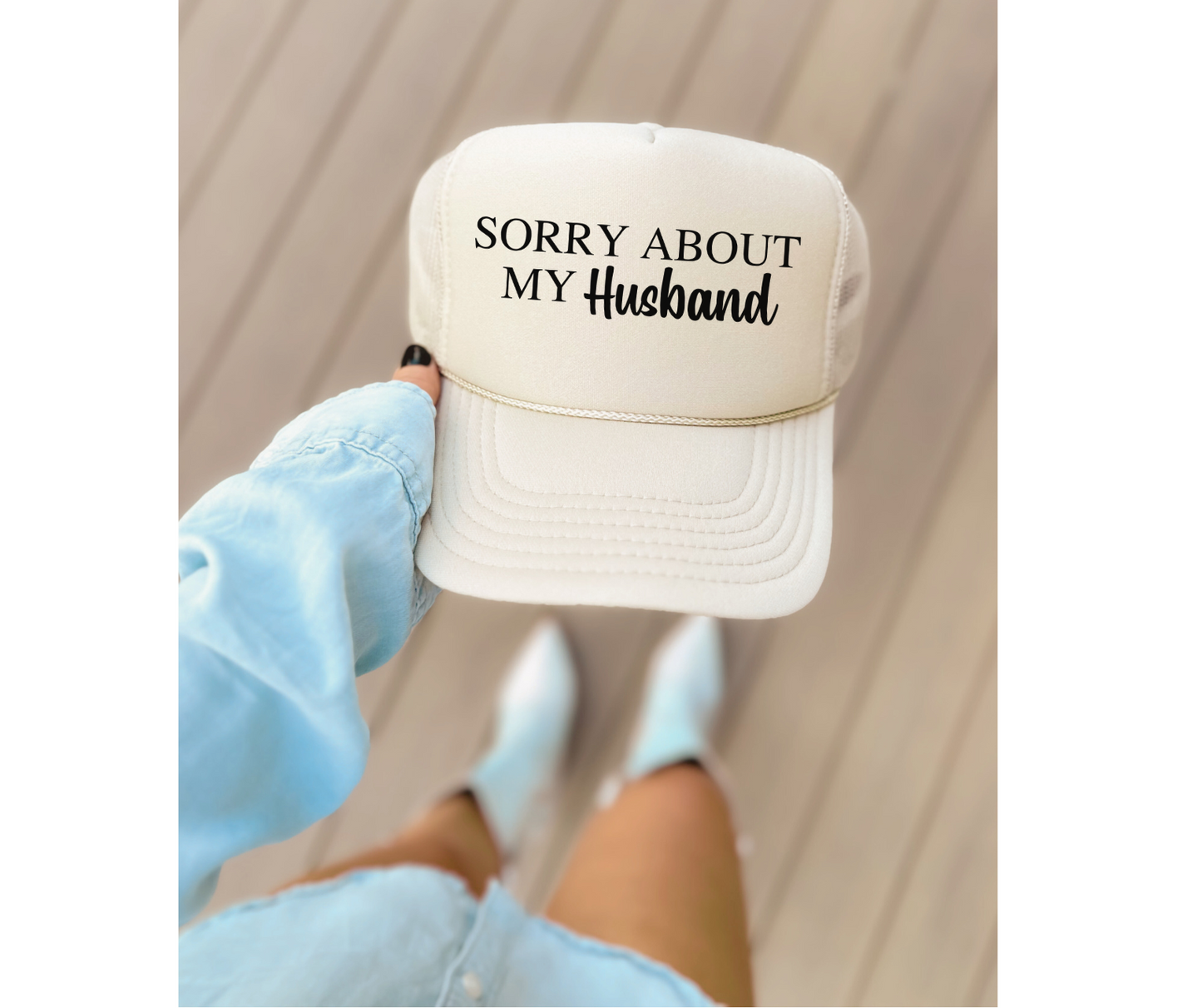 Sorry Husband (Khaki Black) Foam Trucker Hat