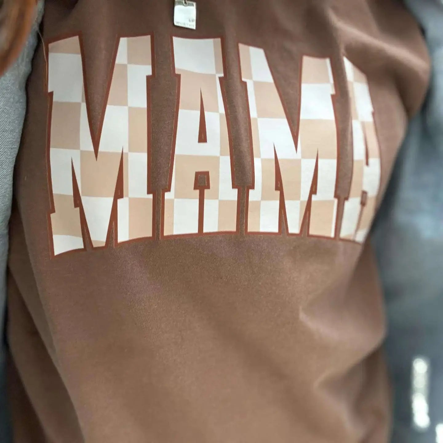 Neutral Checkered Mama Trendy Graphic Tee
