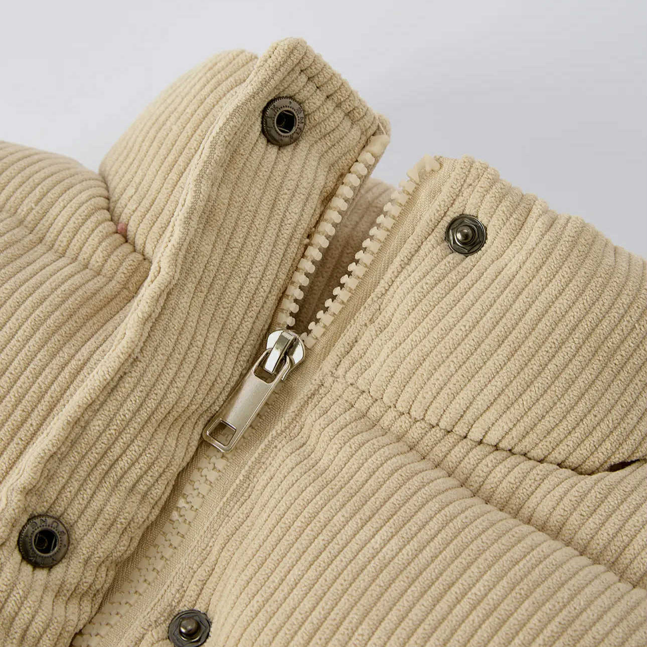Khaki Corduroy Puffer Vest