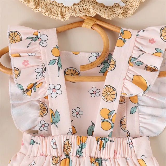 Lemon Ruffle Sleeve Romper