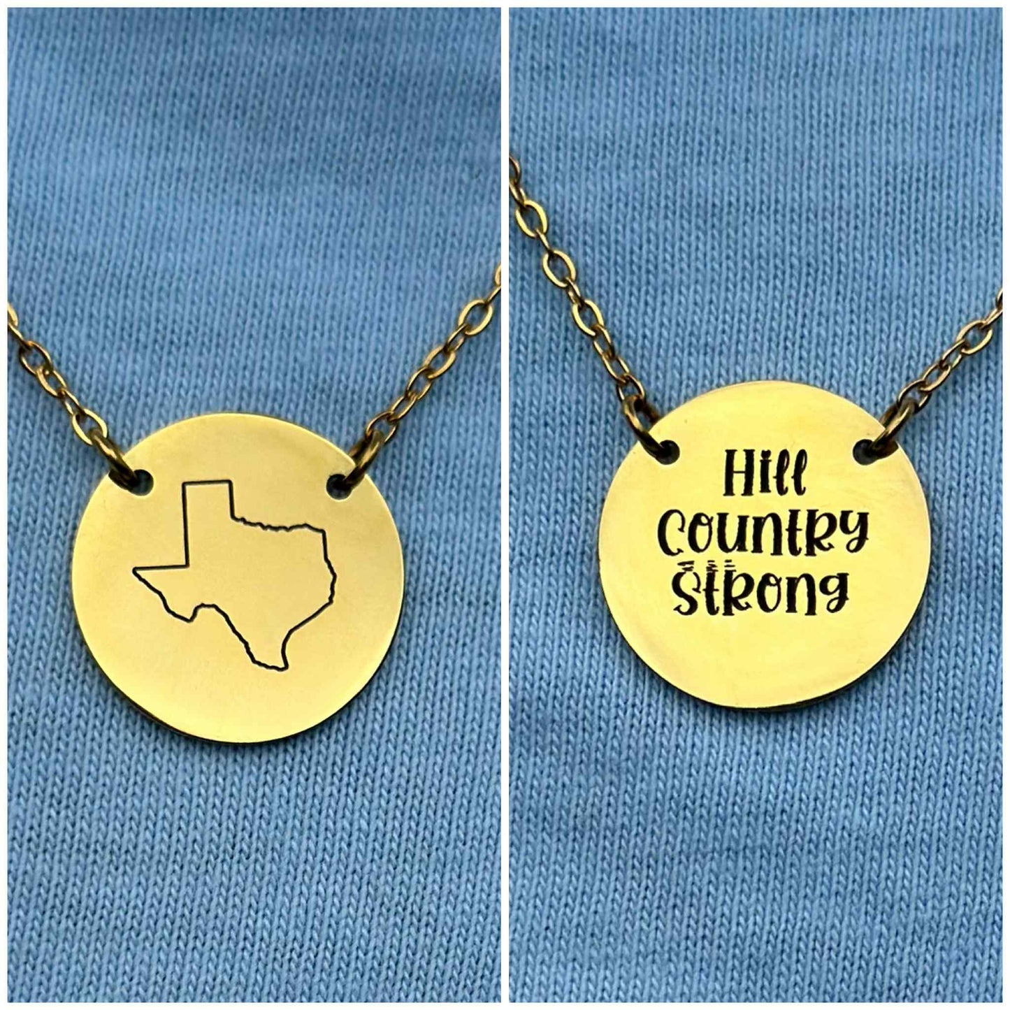 Hill Country Strong Fundraiser Engraved Necklace