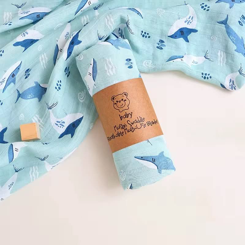 Whale Muslin Baby Blanket