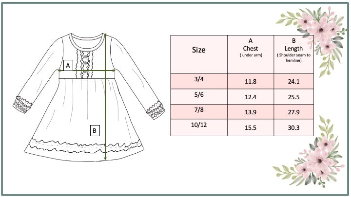 Long Sleeve Dark Teal Ruffle Girls Dress