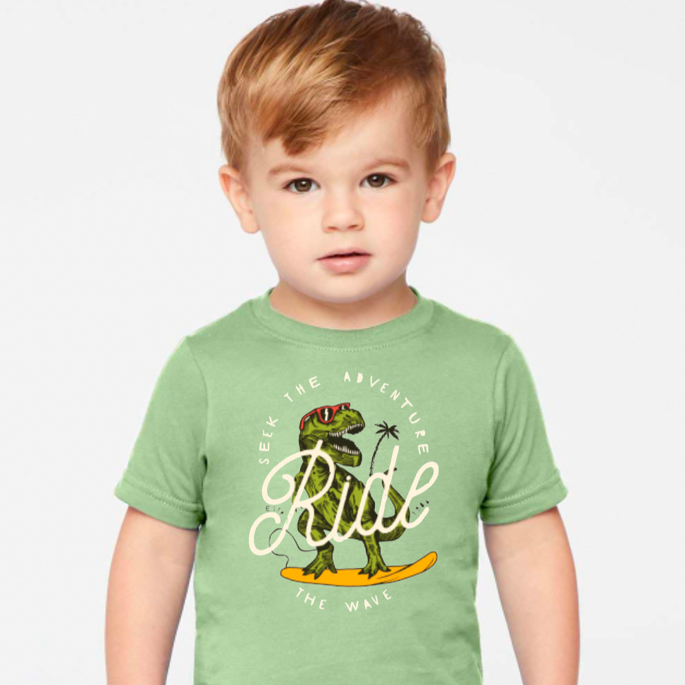 Retro Dino Surfer Youth Graphic Tee