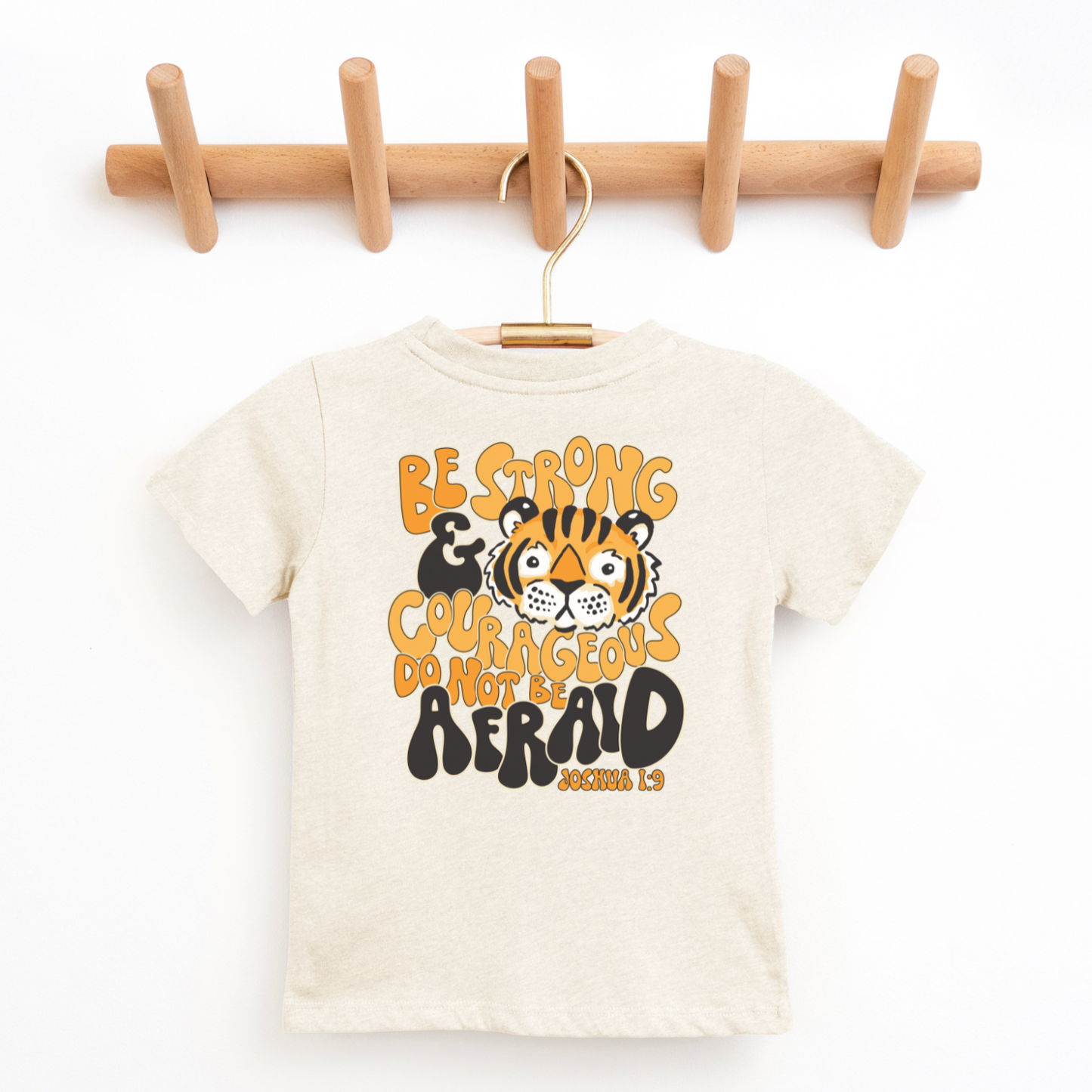 Tiger Be Strong & Courageous Youth Faith Graphic Tee