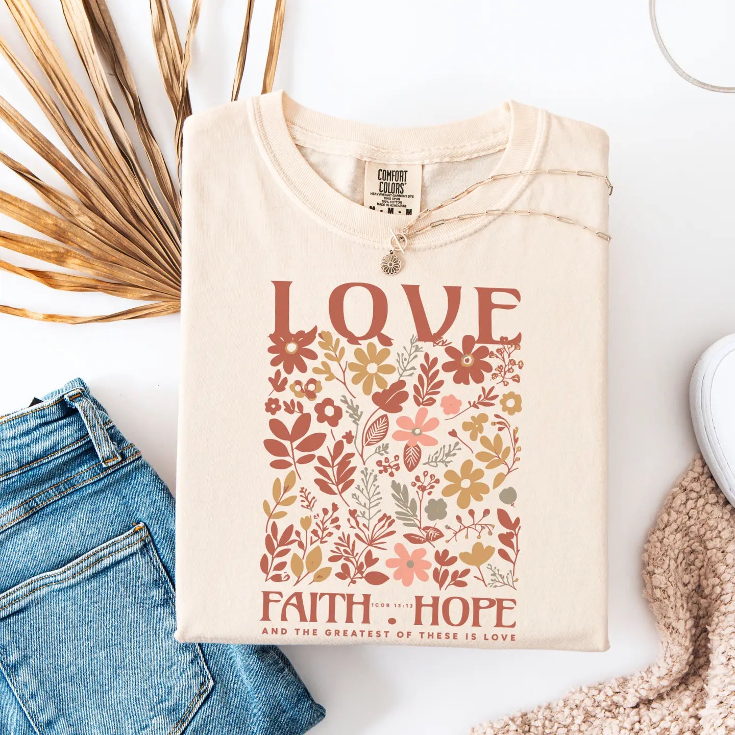 Love Faith Hope Spring Flowers Faith Graphic Tee