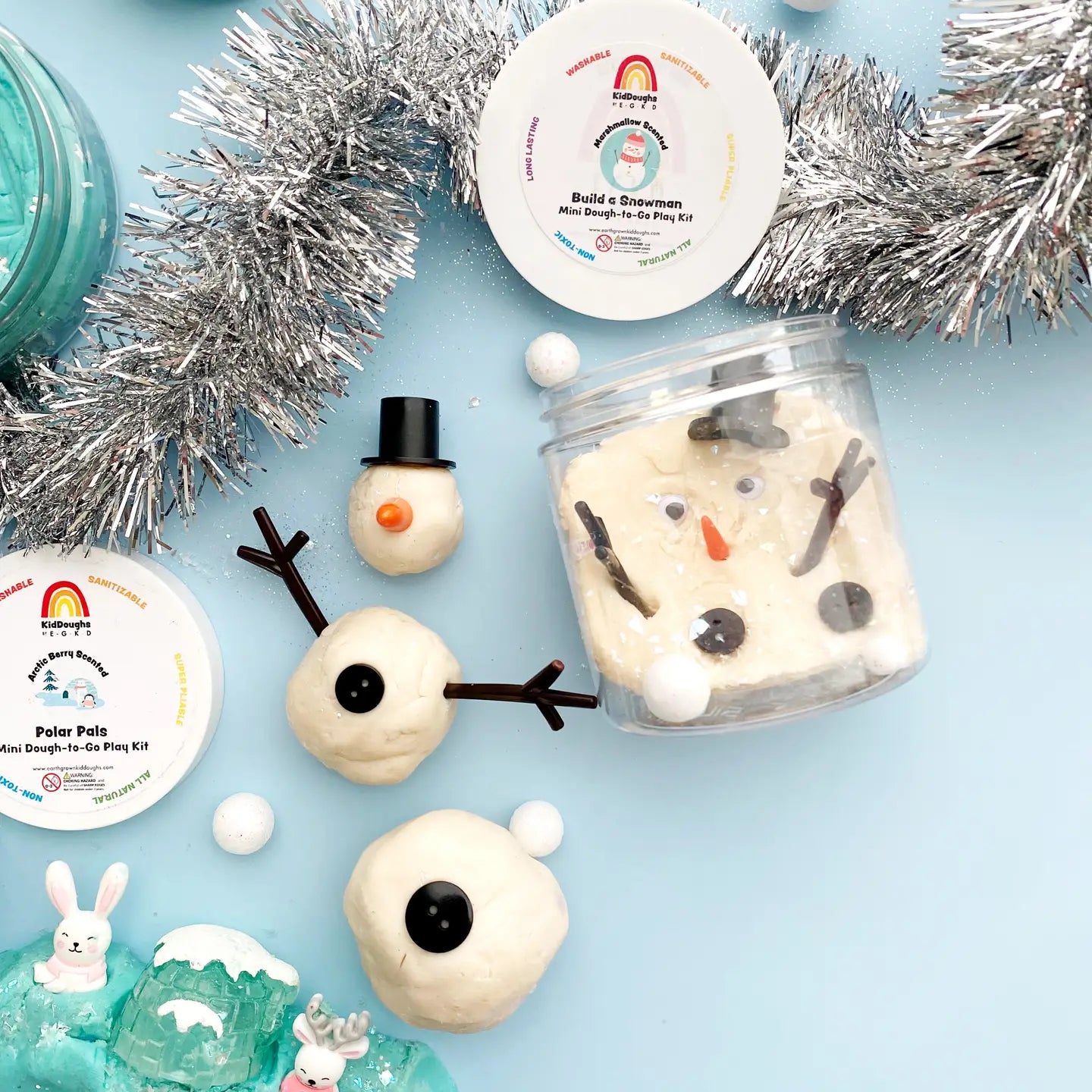 Build a Snowman Mini Sensory Play Dough Play Kit
