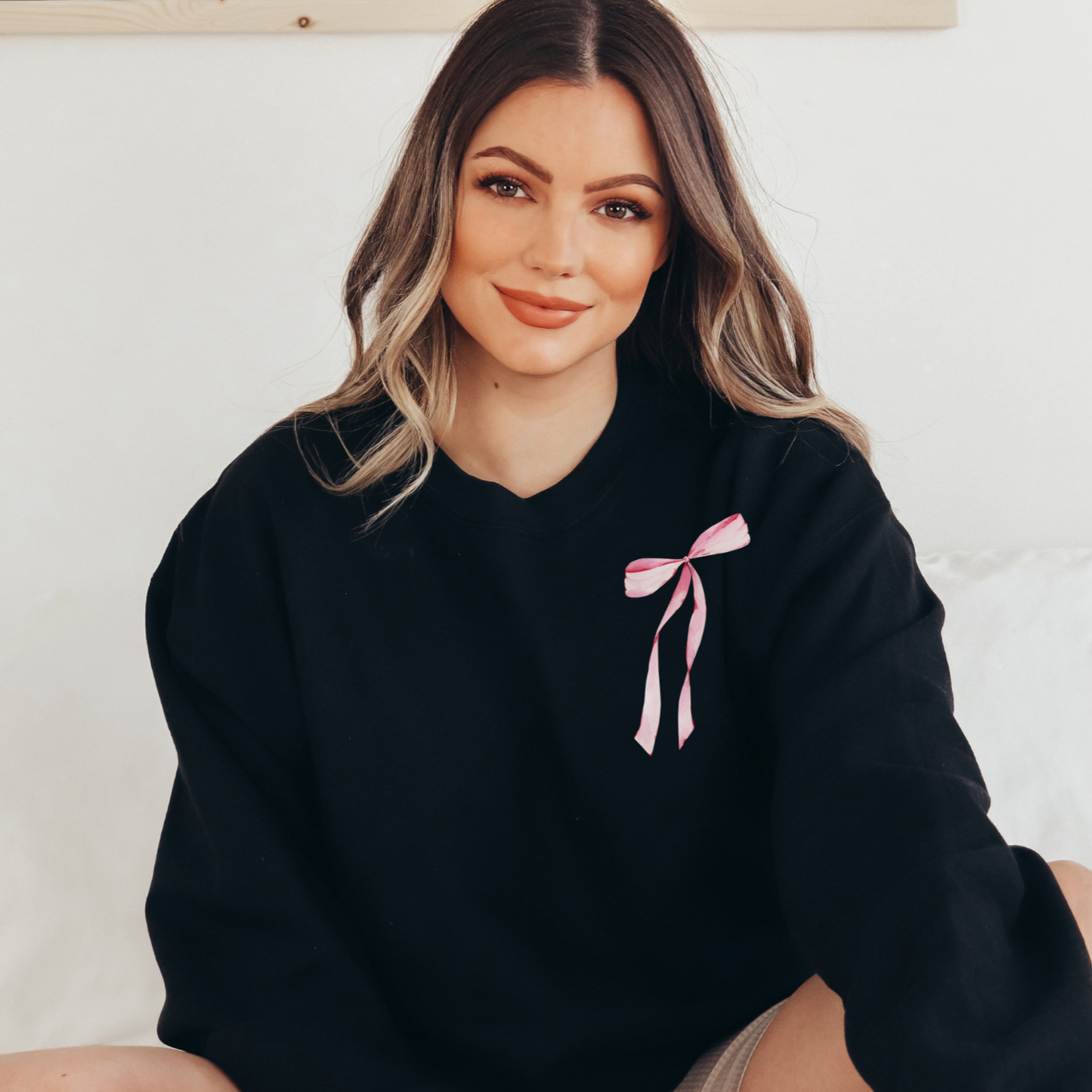 You Are So Loved Coquette Bow Faith Crewneck Sweatshirt