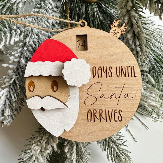 Santa Reindeer Countdown to Christmas Ornament