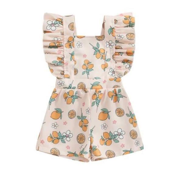 Lemon Ruffle Sleeve Romper