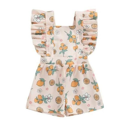Lemon Ruffle Sleeve Romper