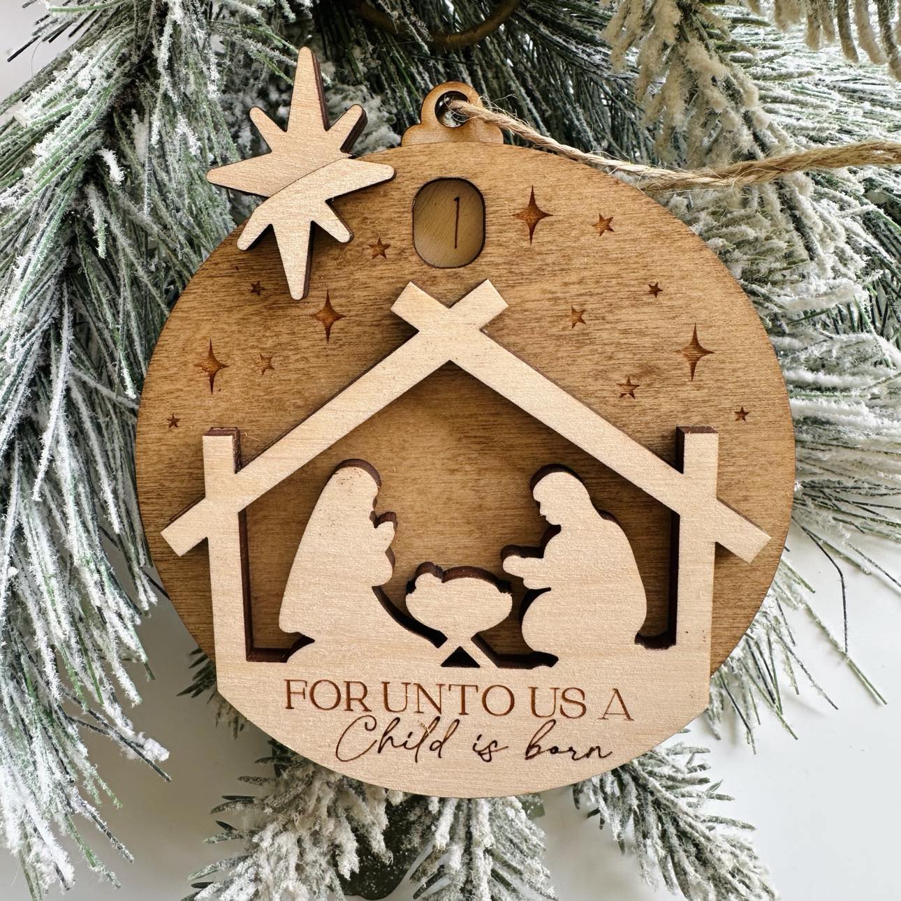A Child is Born Countdown to Christmas Ornament