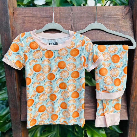 Orange Blossoms Bamboo Two Piece Pajamas