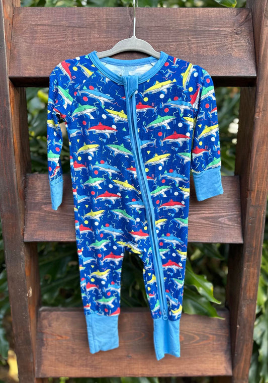 Retro Shark Bamboo Zippy Pajamas