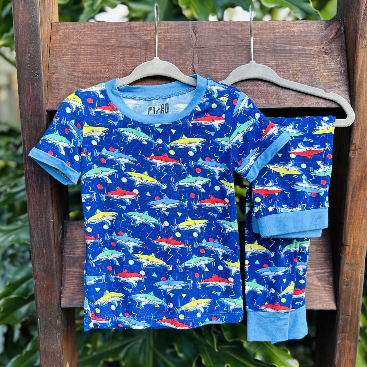 Retro Shark Bamboo Two Piece Pajamas