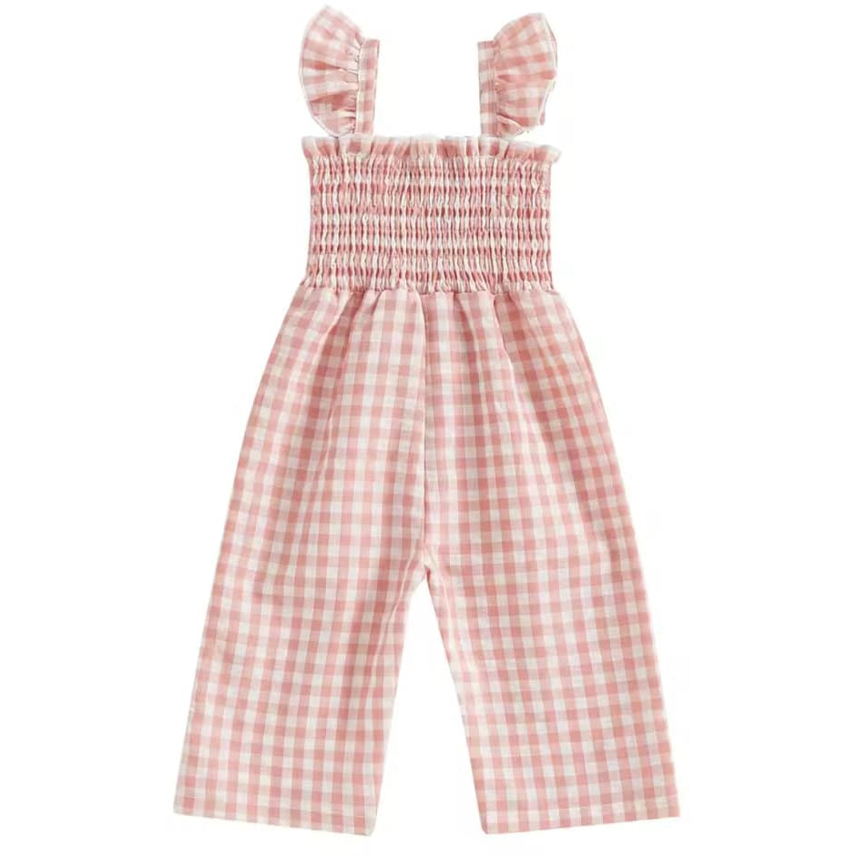 Pink Plaid Wide Leg Romper