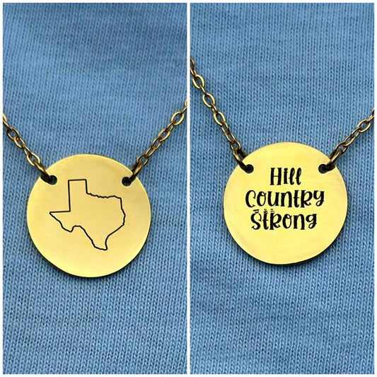 Hill Country Strong Fundraiser Engraved Necklace