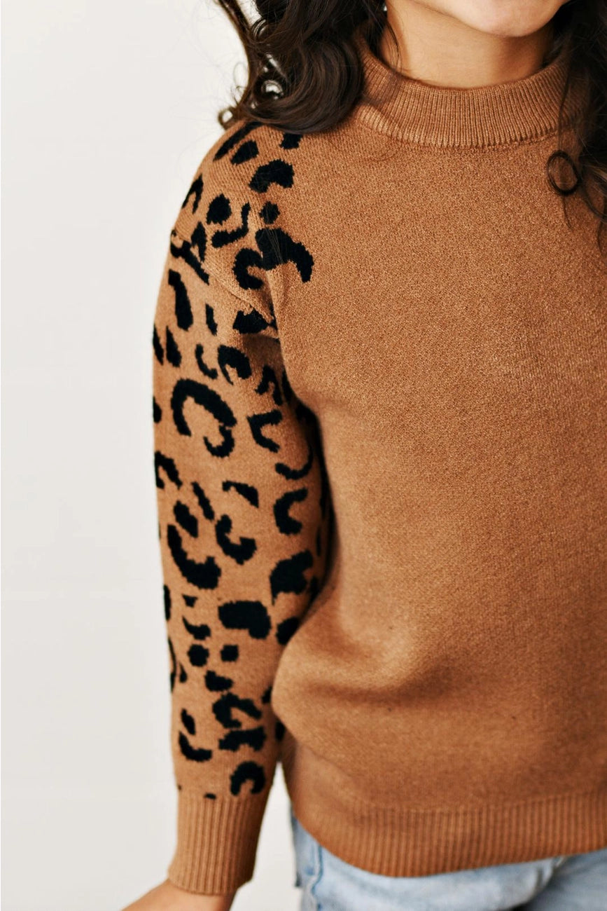 Leopard Crewneck Girls Sweater