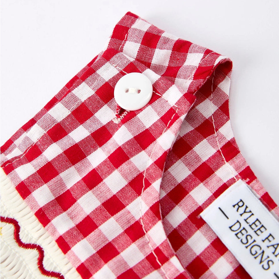 Christmas Tree Plaid Smocked Romper
