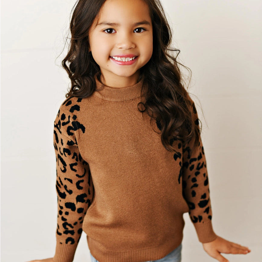 Leopard Crewneck Girls Sweater