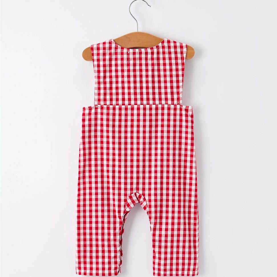 Christmas Tree Plaid Smocked Romper