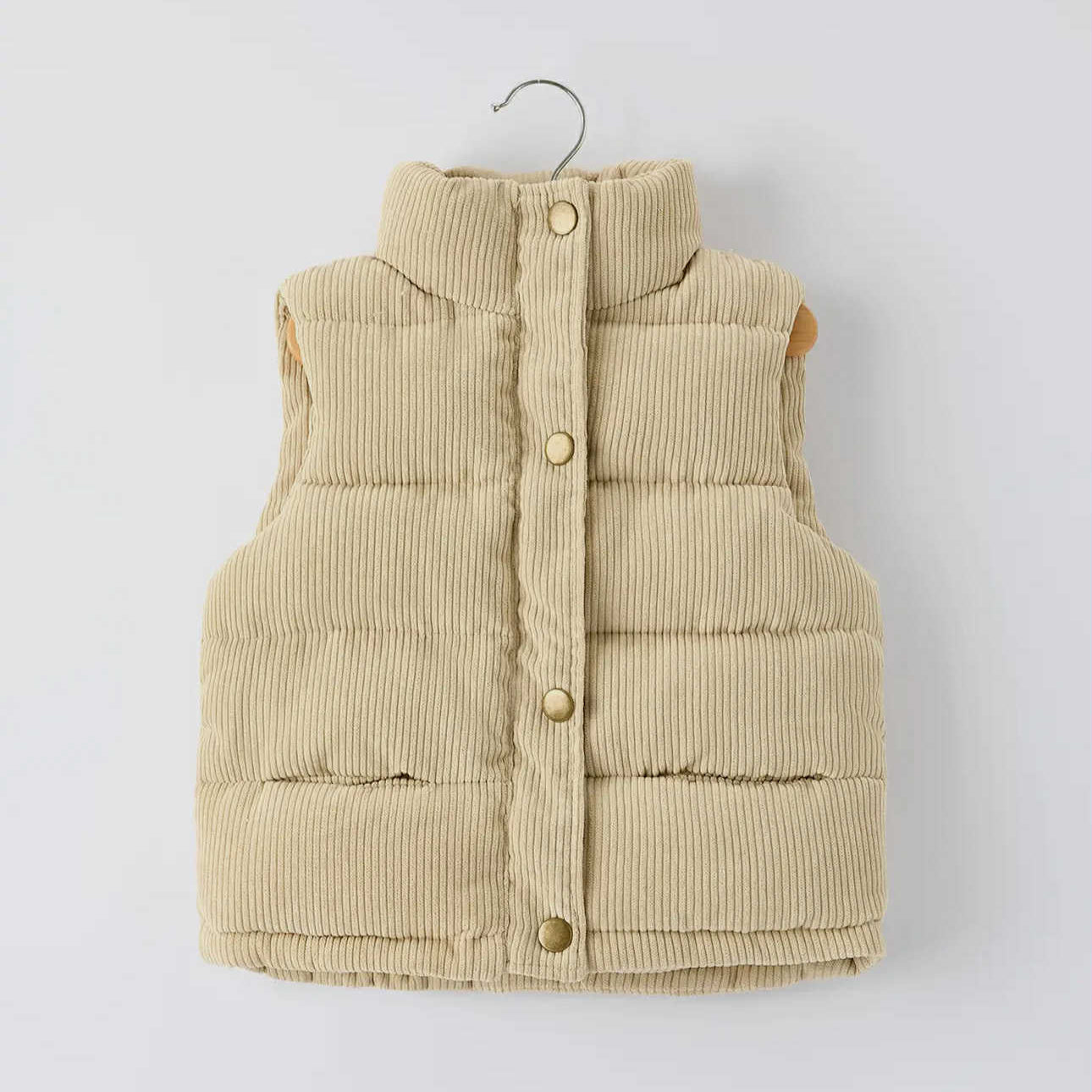 Khaki Corduroy Puffer Vest