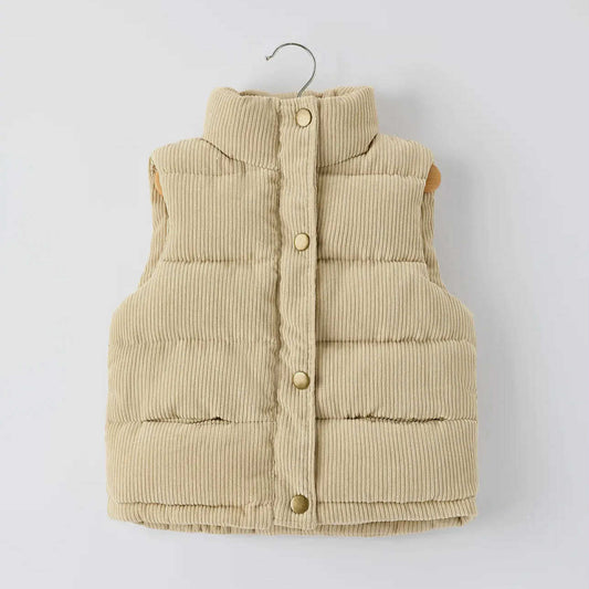 Khaki Corduroy Puffer Vest