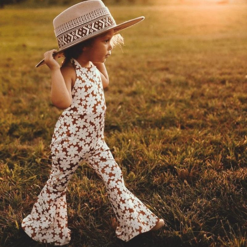 Flower Child Pleated Bell Bottom Girls Jumper