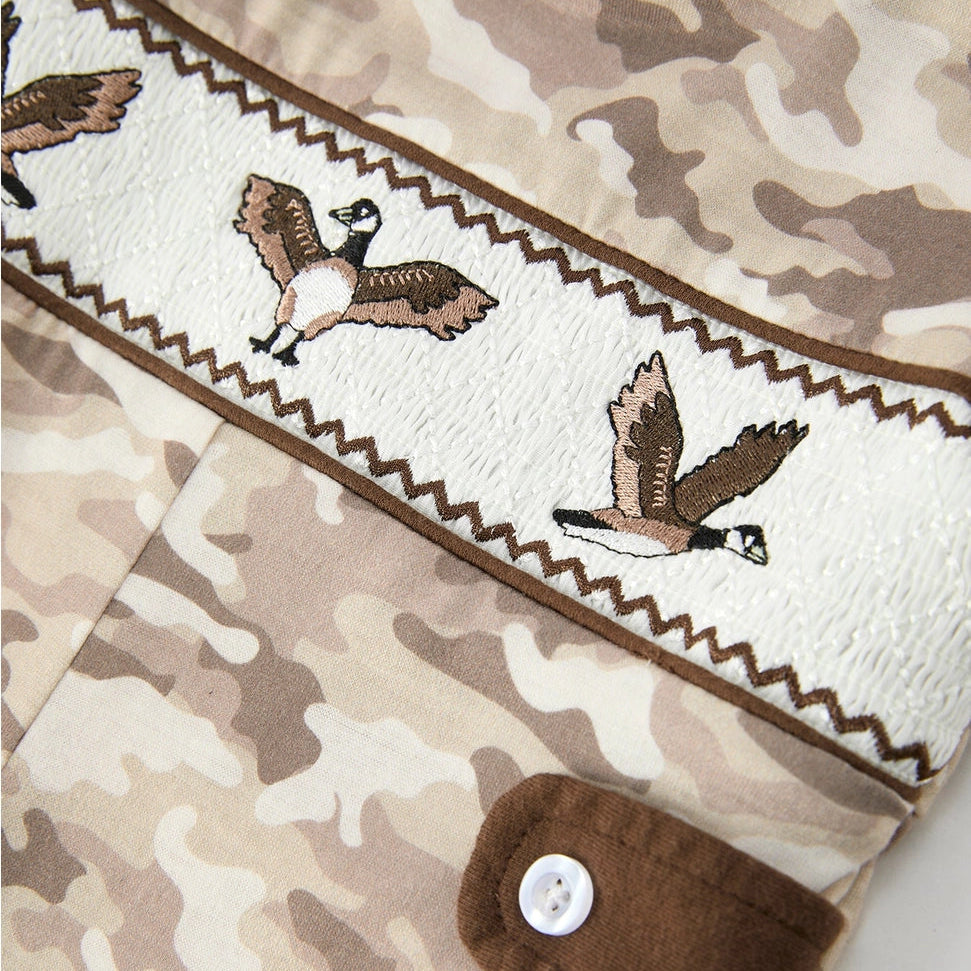Camo Duck Smocked Romper