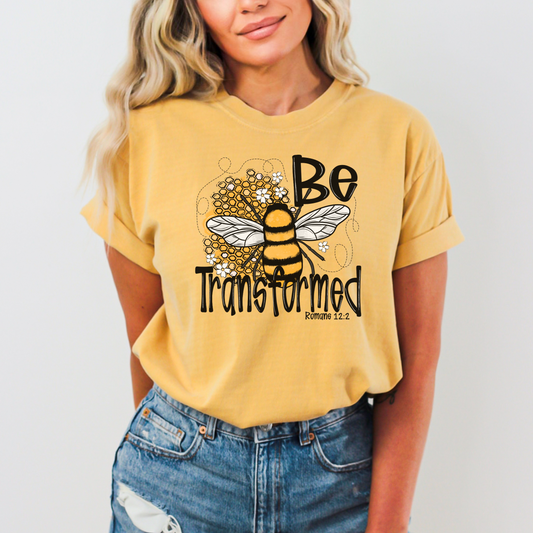 Be Transformed Bee Romans 12:2 Faith Graphic Tee