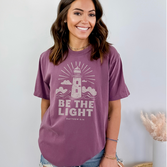 Be the Light Lighthouse Faith Graphic Tee