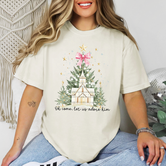 Oh Come Let Us Adore Him Church Graphic Tee