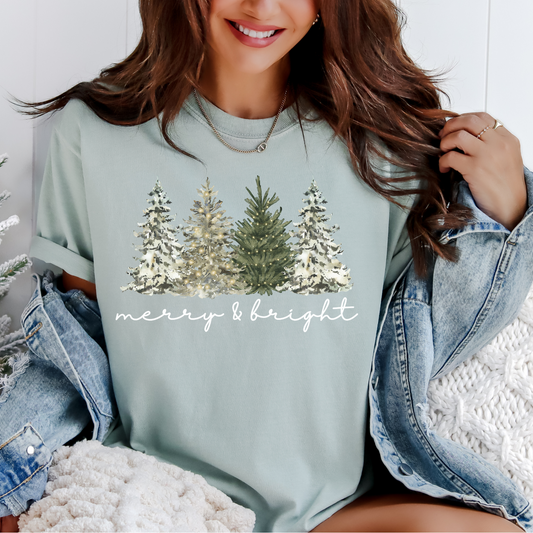 Merry & Bright Trees Graphic Tee