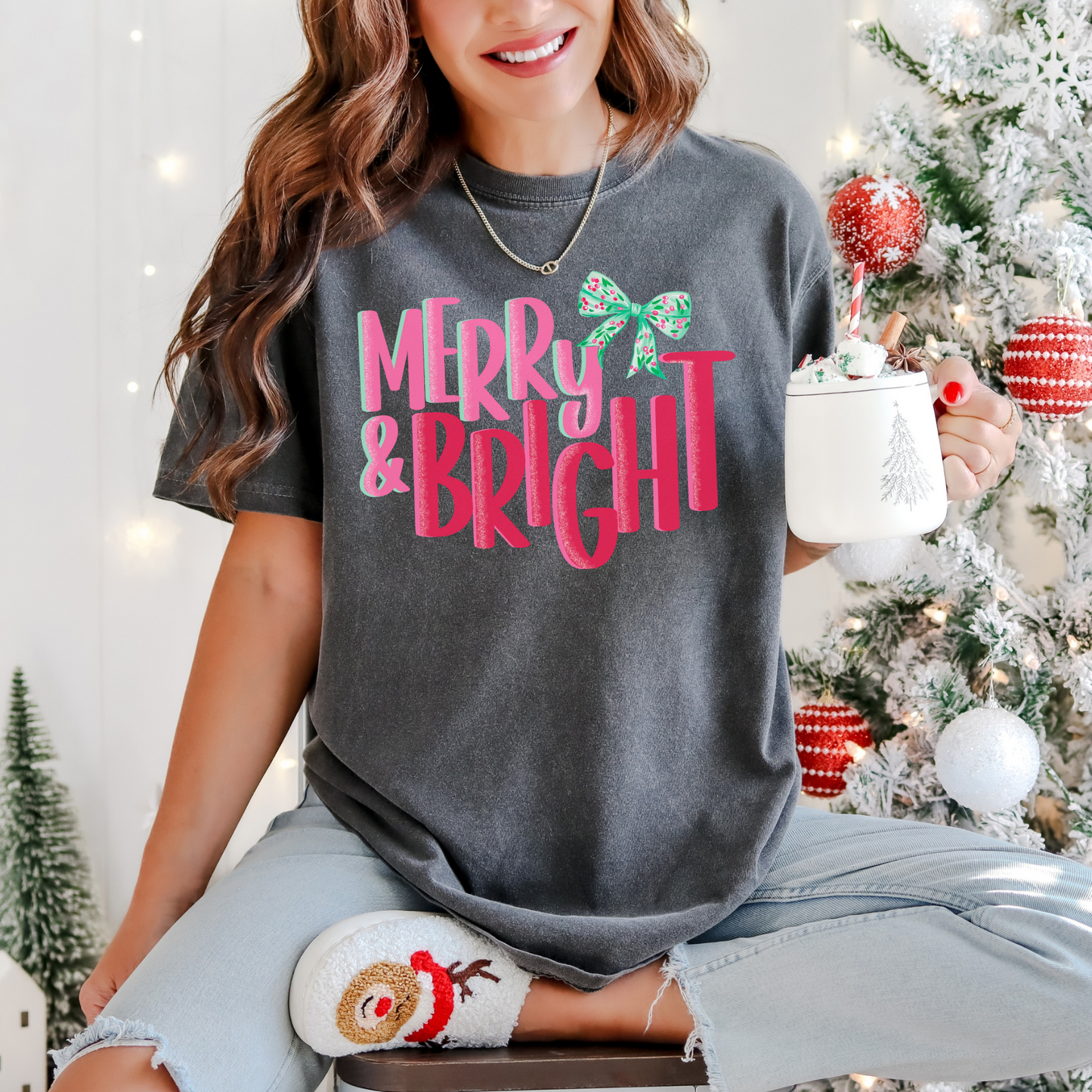 Merry & Bright Brushstroke Graphic Tee