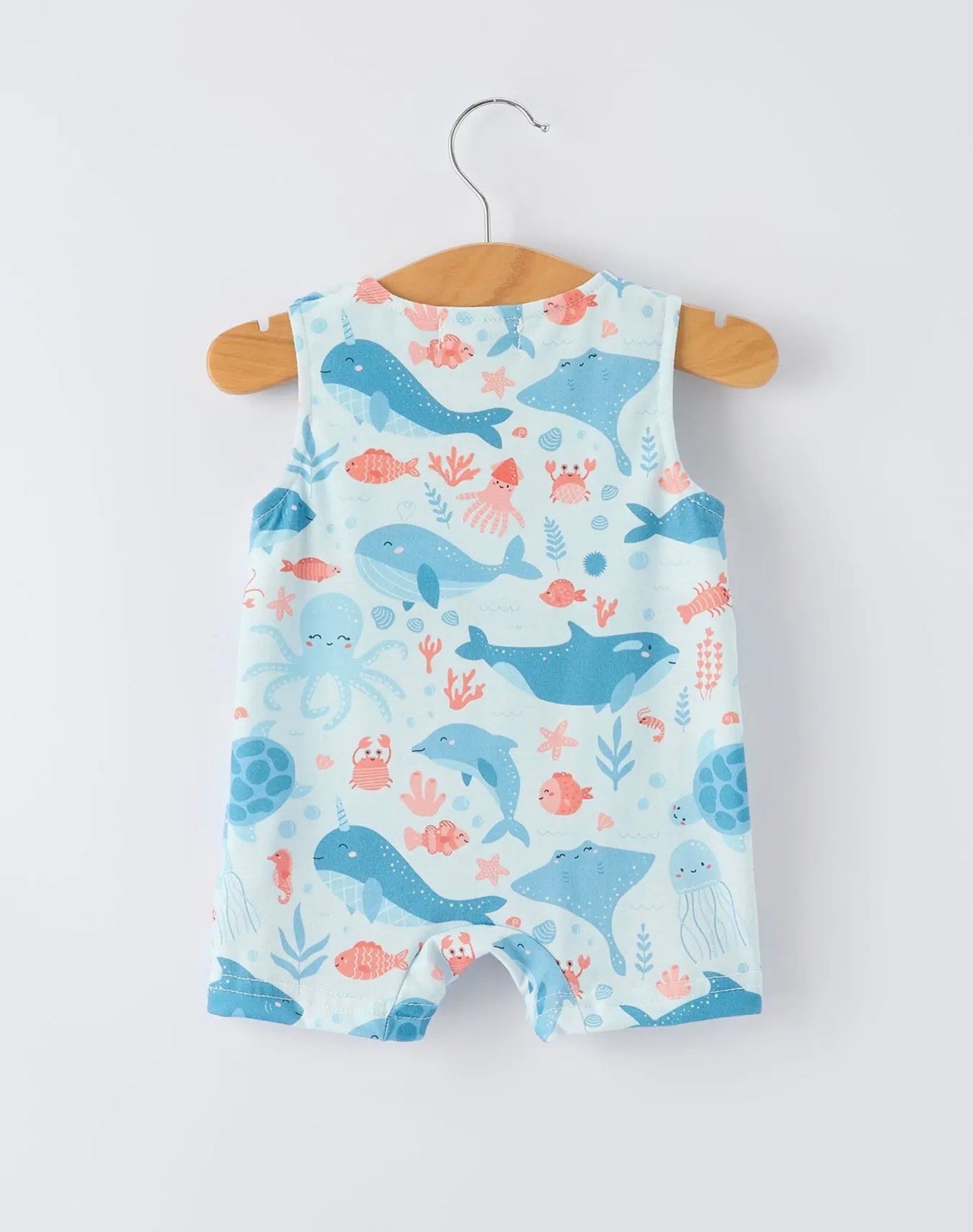 Ocean Animals Embroidered Smocked Romper