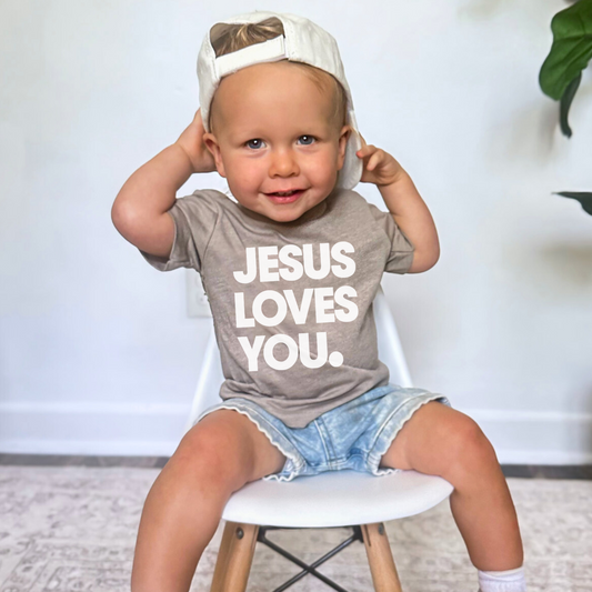 Neutral Jesus Loves You Youth Faith Graphic Tee