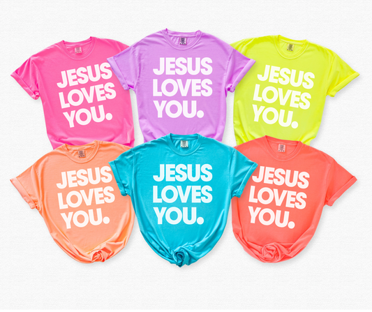 Jesus Loves You Neon Faith Graphic Tee