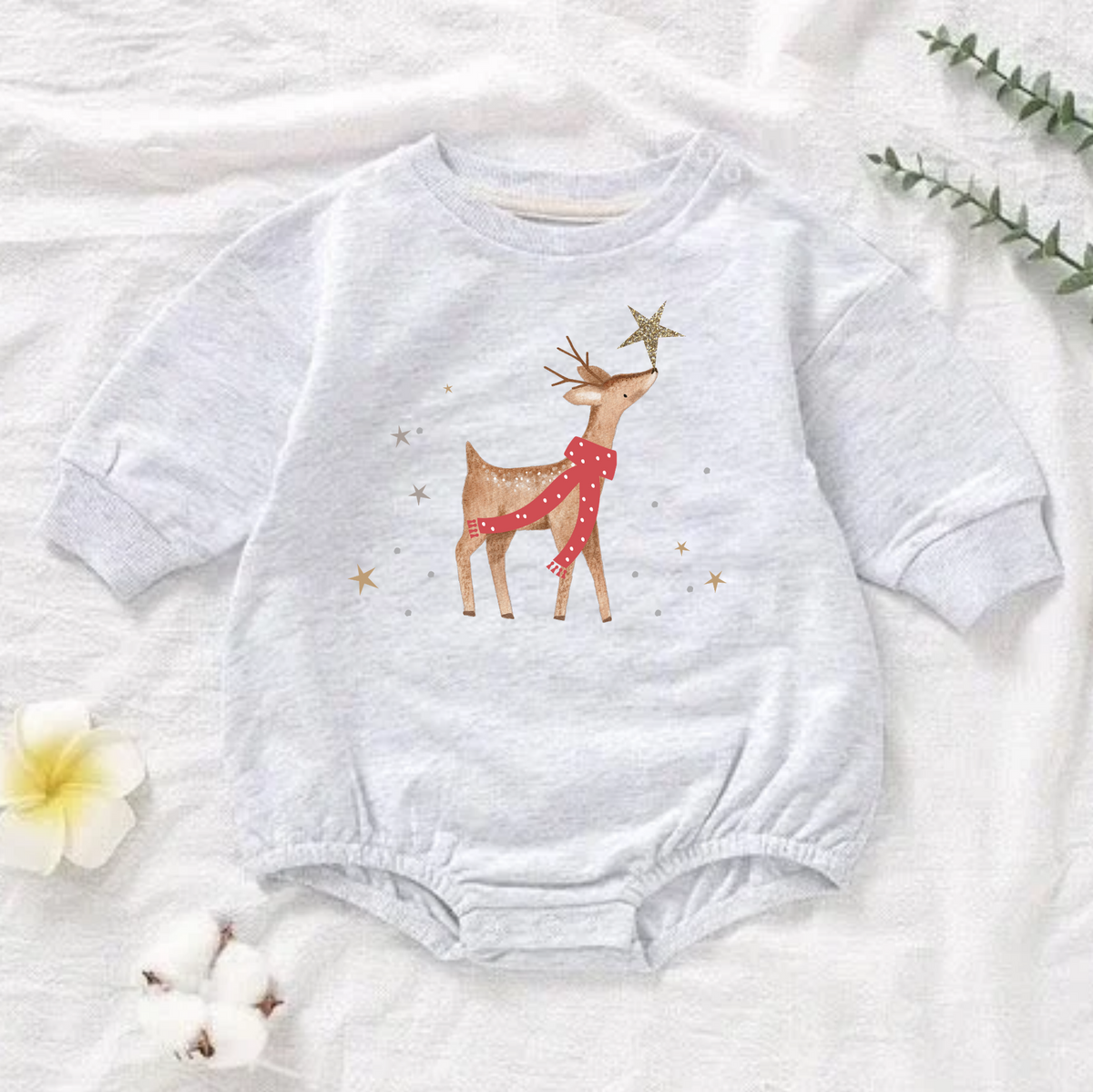 Reindeer Long Sleeve Bubble Romper