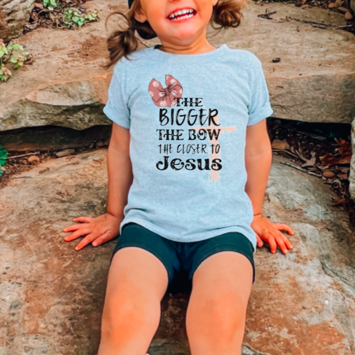 The Bigger the Bow the Closer to Jesus Youth Graphic Tee