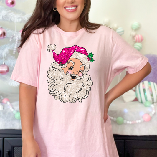 Faux Glitter Santa Graphic Tee