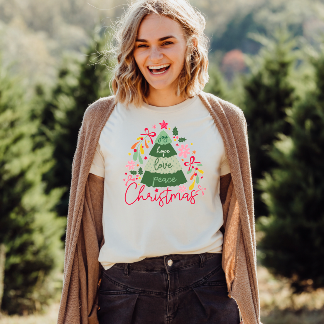 Joy Hope Peace Tree Graphic Tee