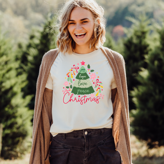 Joy Hope Peace Tree Graphic Tee