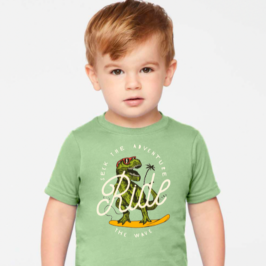 Retro Dino Surfer Youth Graphic Tee