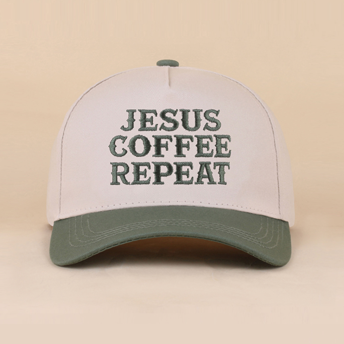 Jesus Coffee Repeat Embroidered Canvas Hat