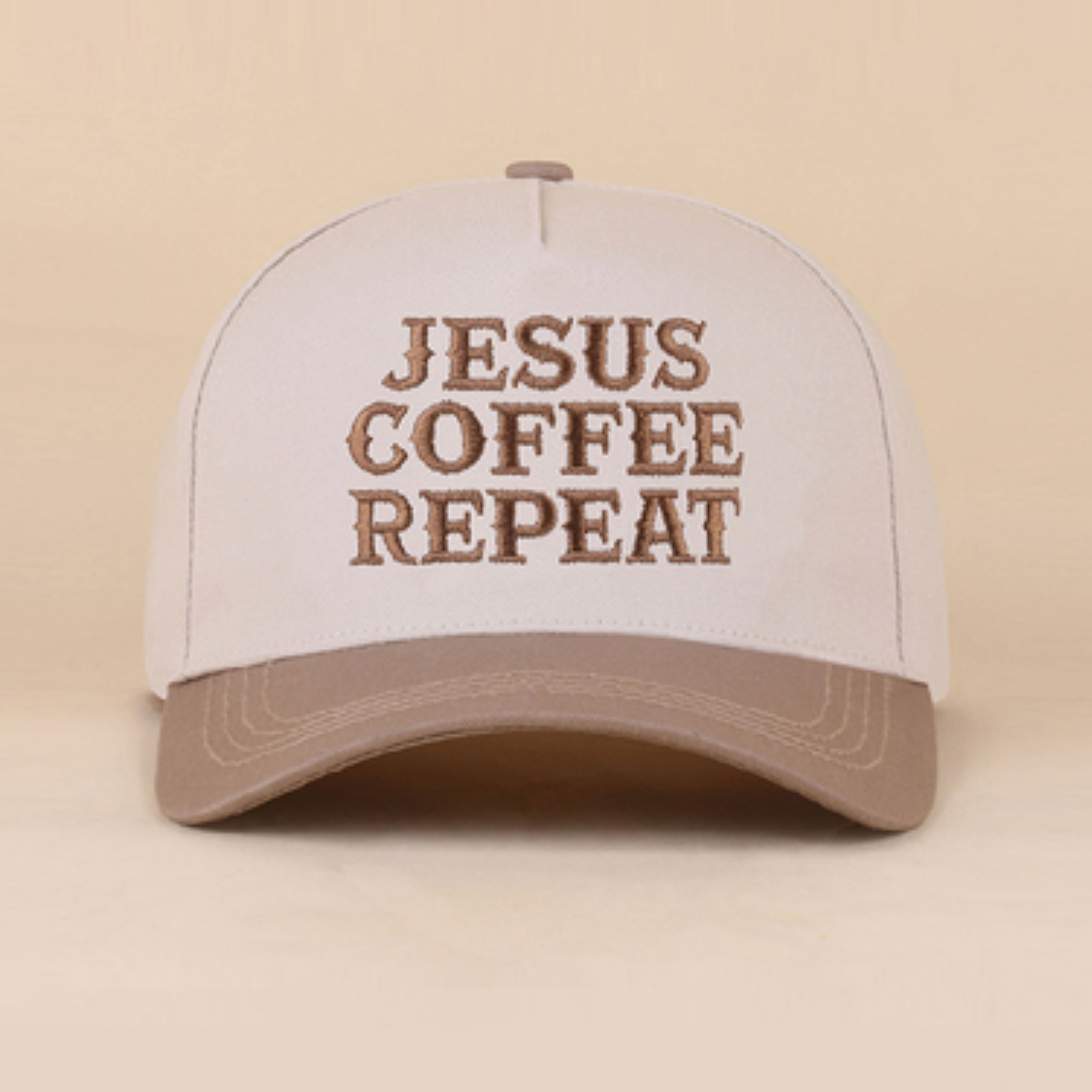 Jesus Coffee Repeat Embroidered Canvas Hat
