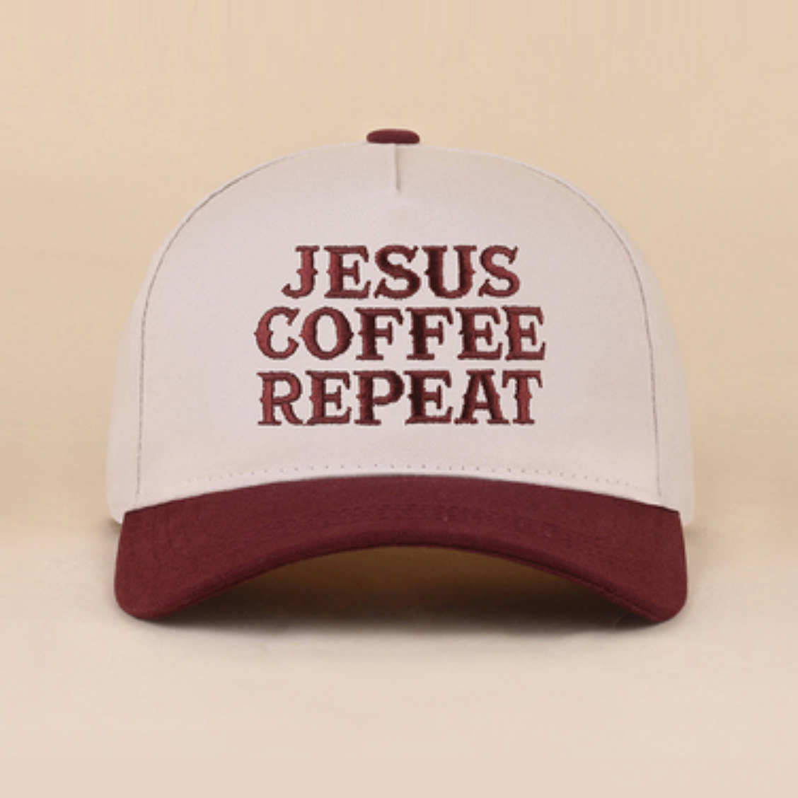 Jesus Coffee Repeat Embroidered Canvas Hat