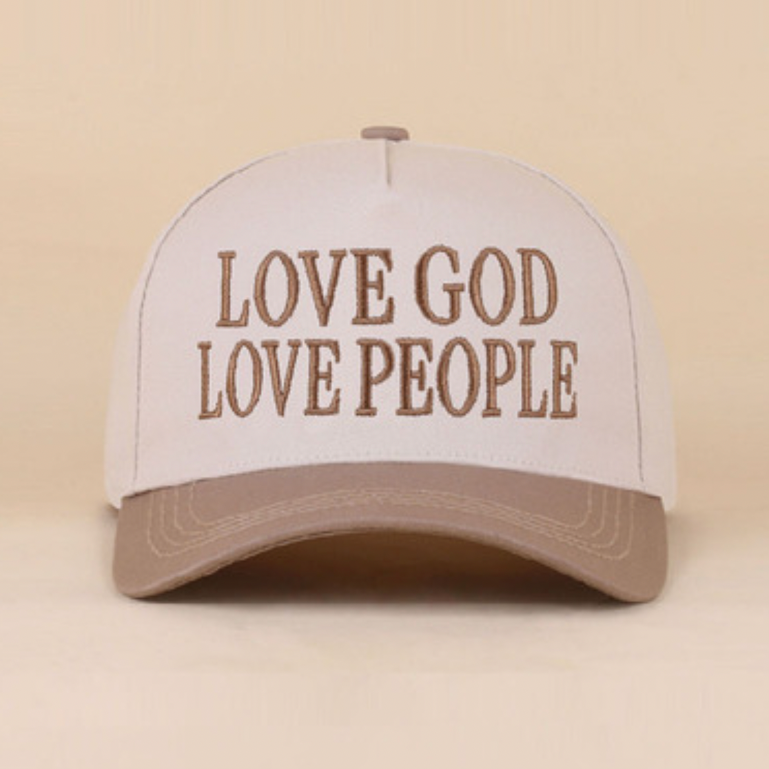 Love God Love People Embroidered Canvas Hat
