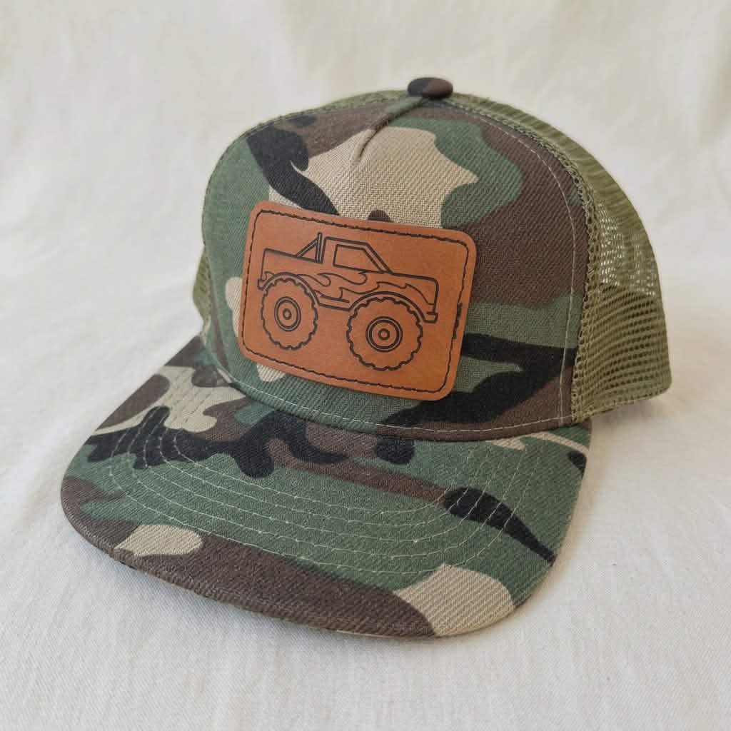 Monster Truck Leather Patch Kids Hat