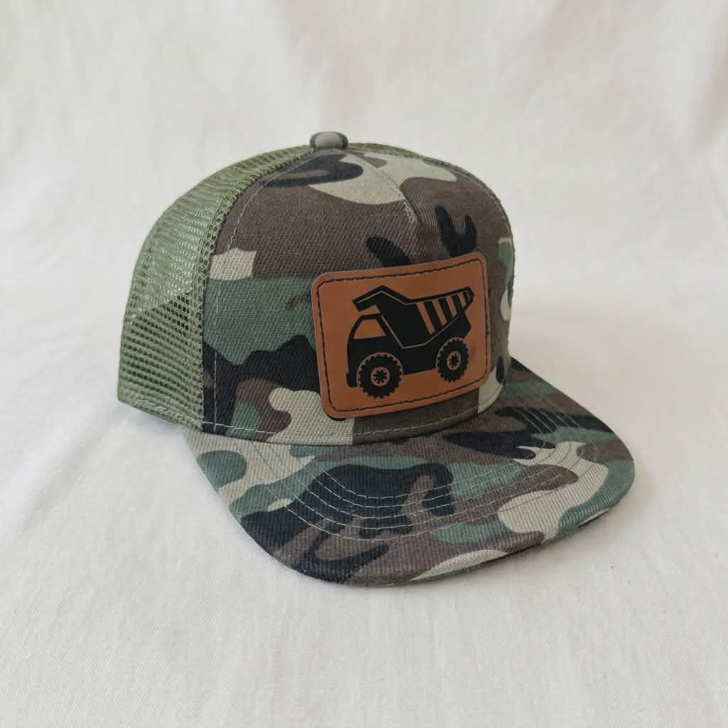 Dump Truck Leather Patch Kids Hat