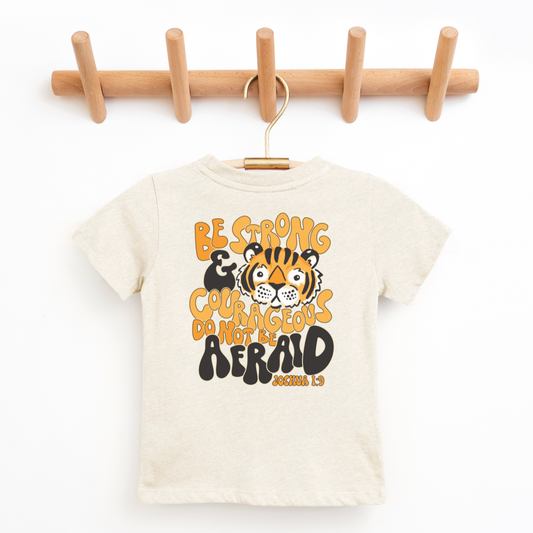 Tiger Be Strong & Courageous Youth Faith Graphic Tee
